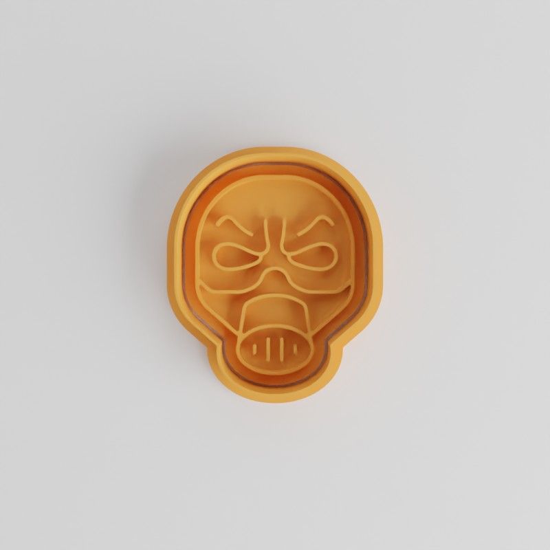 Gas Mask Man Cookie Cutter and Stamp Set, Perfect for Halloween, Fondant, 6 Pieces, S/M/L Sizes