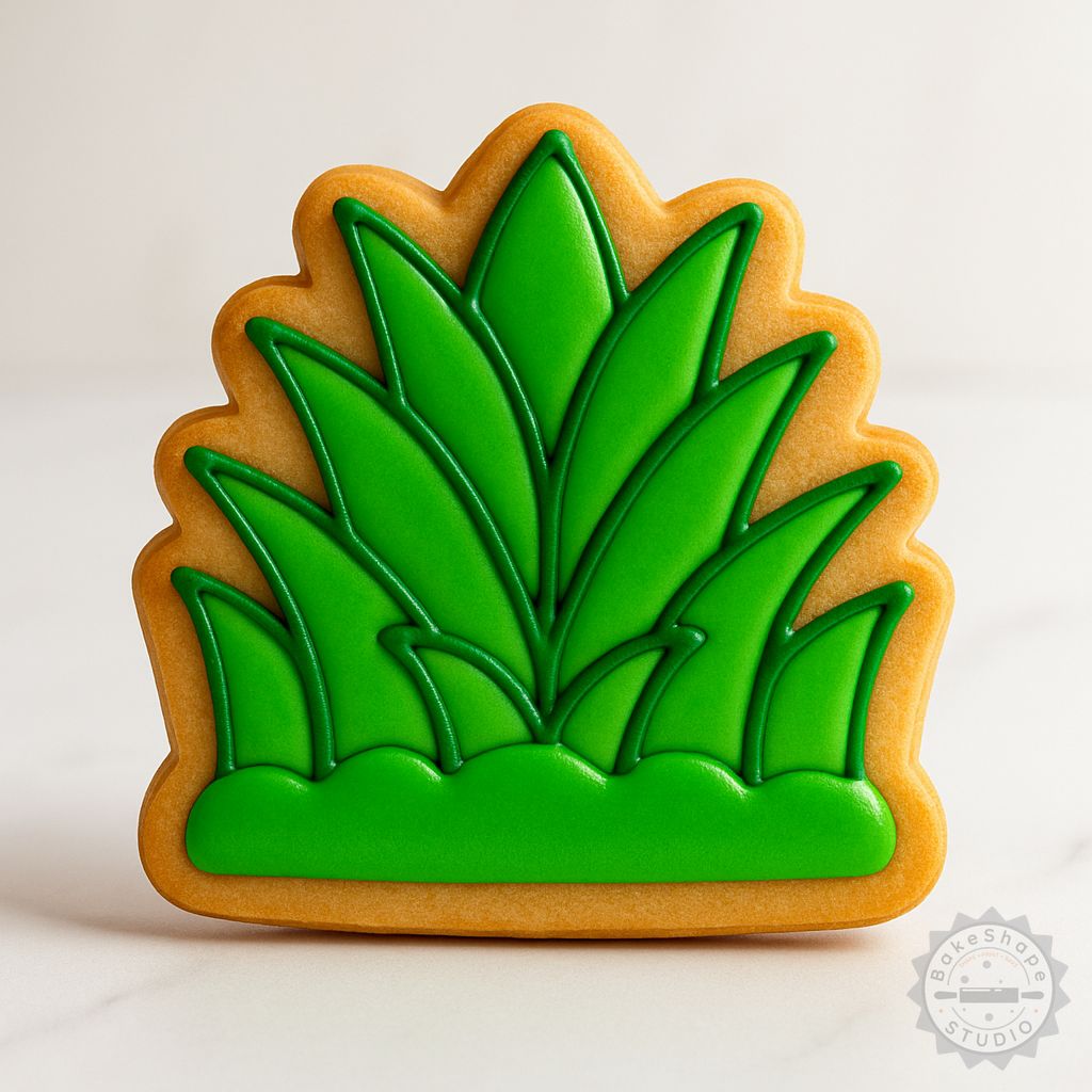 Grass cookie cutter and stamp set STL for 3D printing, including small, medium, and large sizes for cookies and fondant