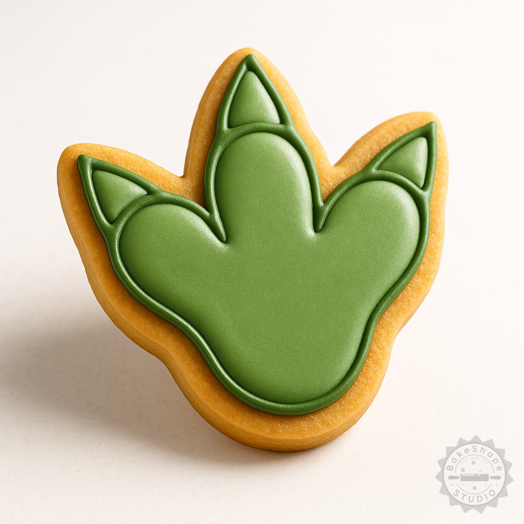 Decorated example 1 of Dinosaur Foot Cookie & Fondant Cutter Set, 6 Pc, Jurassic Prehistoric Track Stamps in S/M/L Sizes