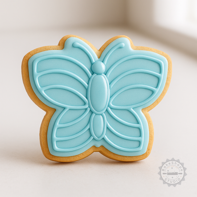 Decorated example 1 of Butterfly Shape Cutter and Stamp Set, 6-Piece, Perfect for Cookies and Fondant, Small to Large Sizes