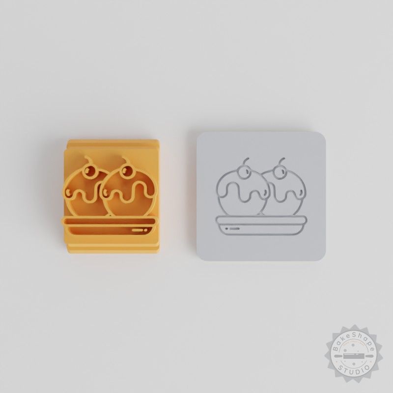 Apple Cake Stamp Tile Set, 5 Sizes for Clay, Cookie, Fondant Designs