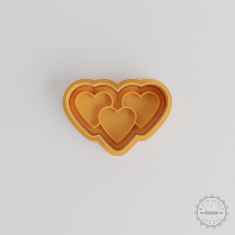 Heart Shape Cookie Cutter & Stamp Set, 6-Piece, Perfect for Cookies, Fondant, S/M/L Sizes