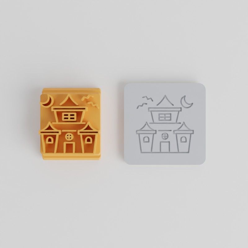 Haunted House Stamp Tile Collection, 5 Motif Sizes, Perfect for Clay, Cookies, Fondant, Halloween Crafting