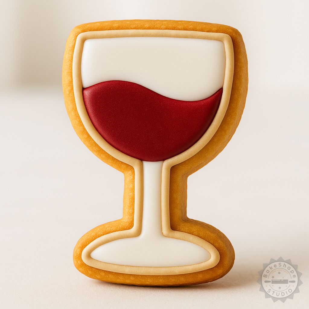 Wine shape cookie cutter and stamp set STL for 3D printing with small, medium, and large sizes