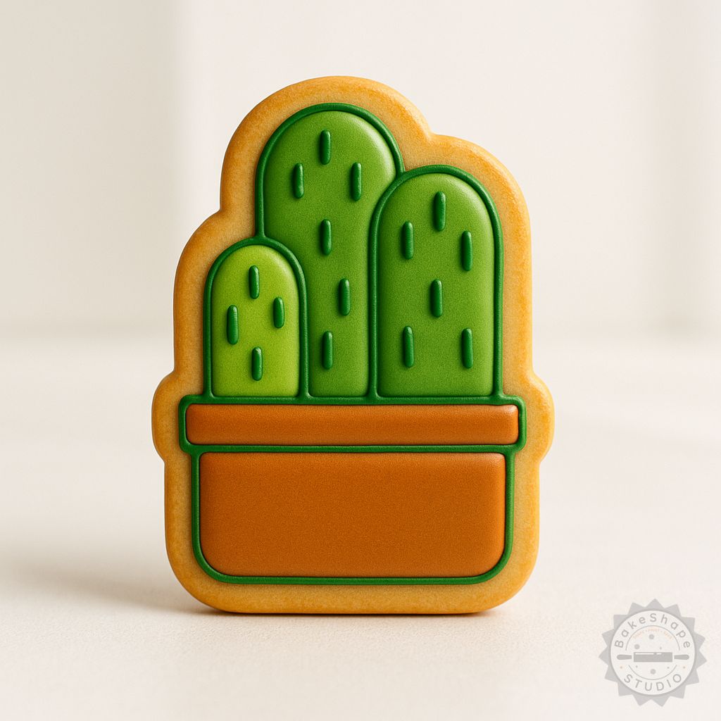 Triple Cactus cookie cutter and stamp set STL file for 3D printing in small, medium, and large sizes