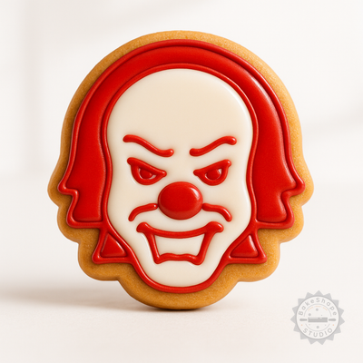 Decorated example 1 of Horror Clown Cookie Cutter Set, 6 Piece, Halloween Scary IT Design, S/M/L Sizes