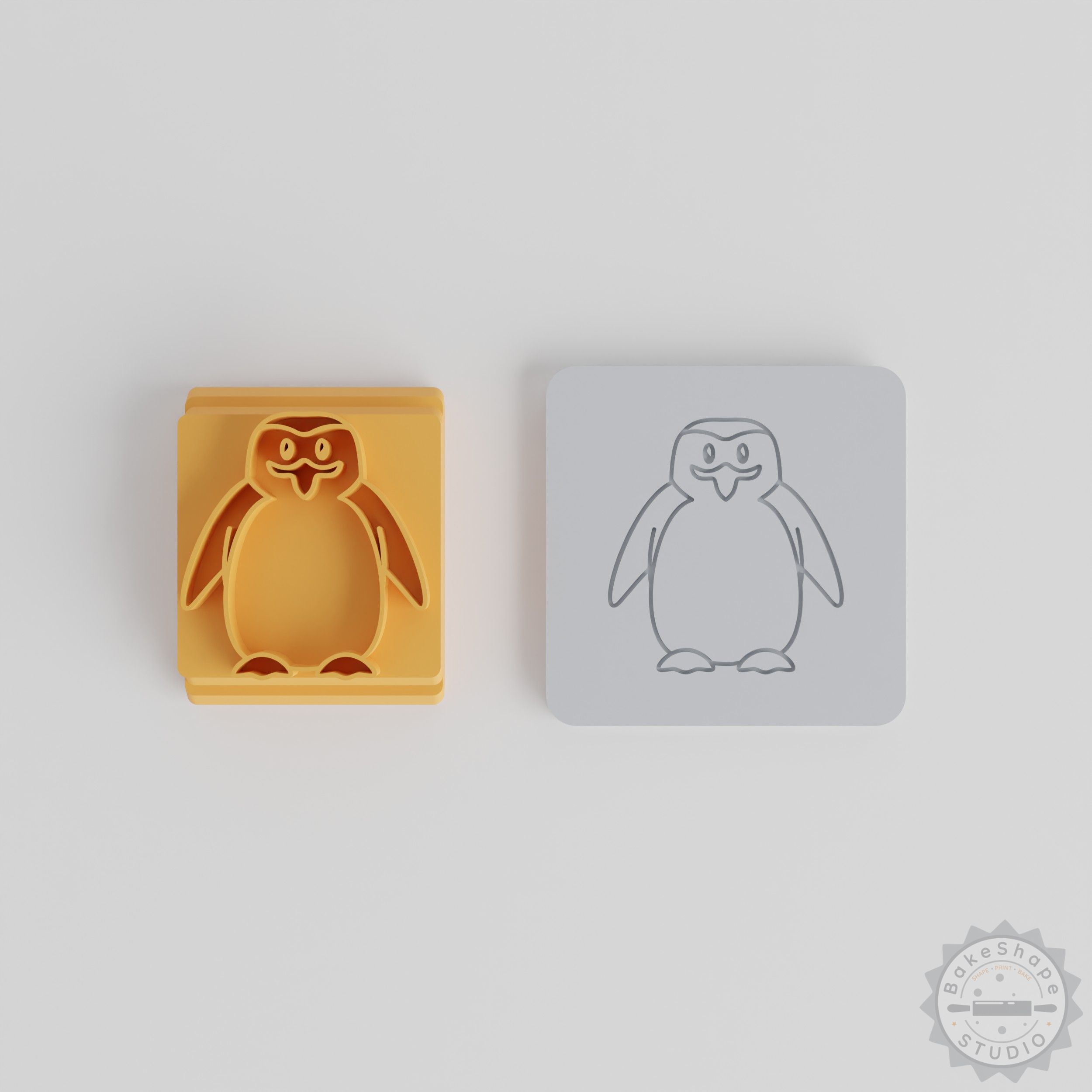 Penguin Stamp Tile Set, 5 Sizes 20-40mm, for Clay, Cookies, Fondant, Soft Materials, Wildlife Bird Design