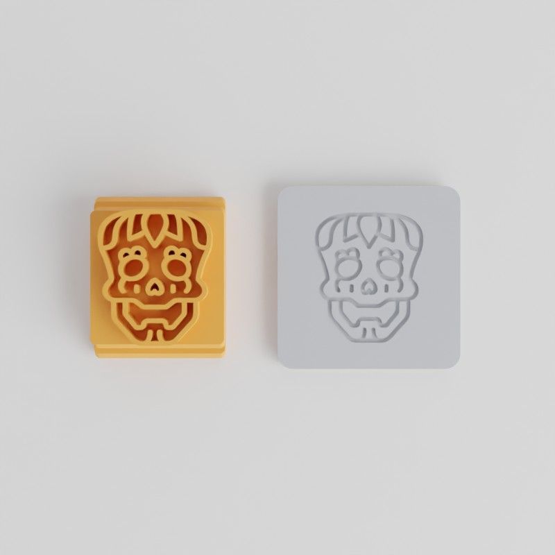 Skull Emblem Stamp Tile Set, 5 Pieces, Versatile for Clay, Cookies, Fondant, Day of the Dead Design