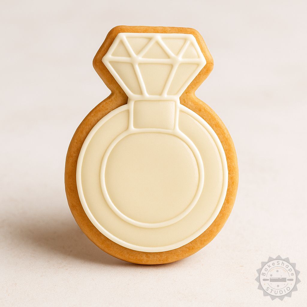 Diamond ring cookie cutter and stamp set STL for 3D printing cookies and fondant decorations