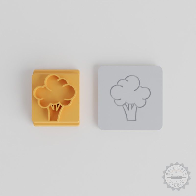 Broccoli Stamp Tile Set, 5 Peice, Multiple Sizes, Perfect for Clay, Cookies, Fondant