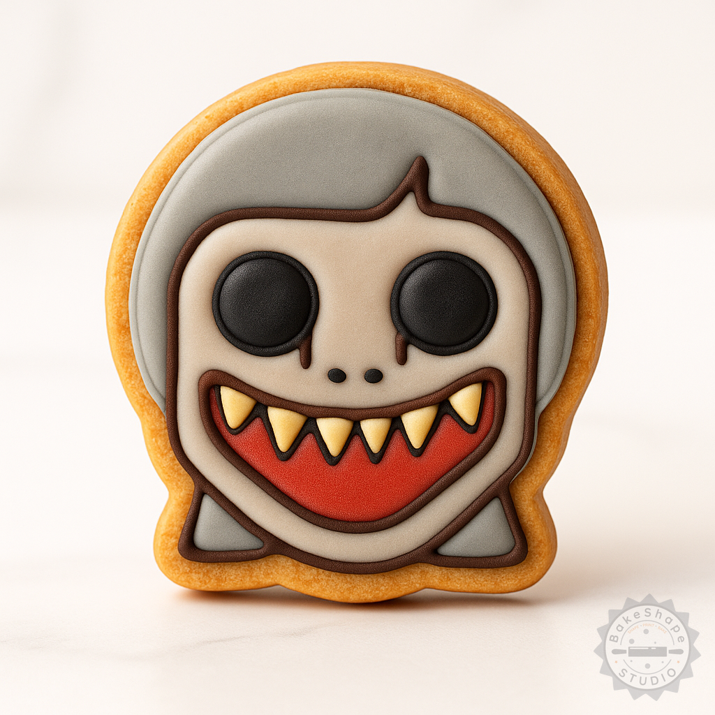 Decorated example 1 of Demon Girl Cookie Cutter and Stamp Set, Halloween Demon Face, 6-Piece Shape Cutter for Cookies and Fondant