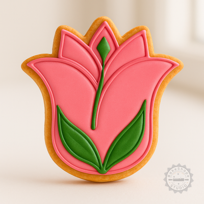Decorated example 1 of Tulip Shape Cutter & Stamp Set, S/M/L Sizes, Perfect for Cookies & Fondant, 6-Piece Floral Design