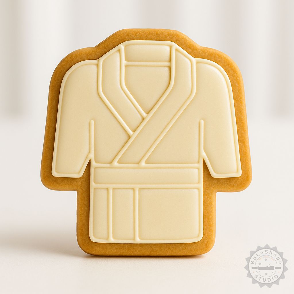 Coat cookie cutter and stamp STL set for 3D printing, featuring three sizes suitable for winter-themed baking and decoration