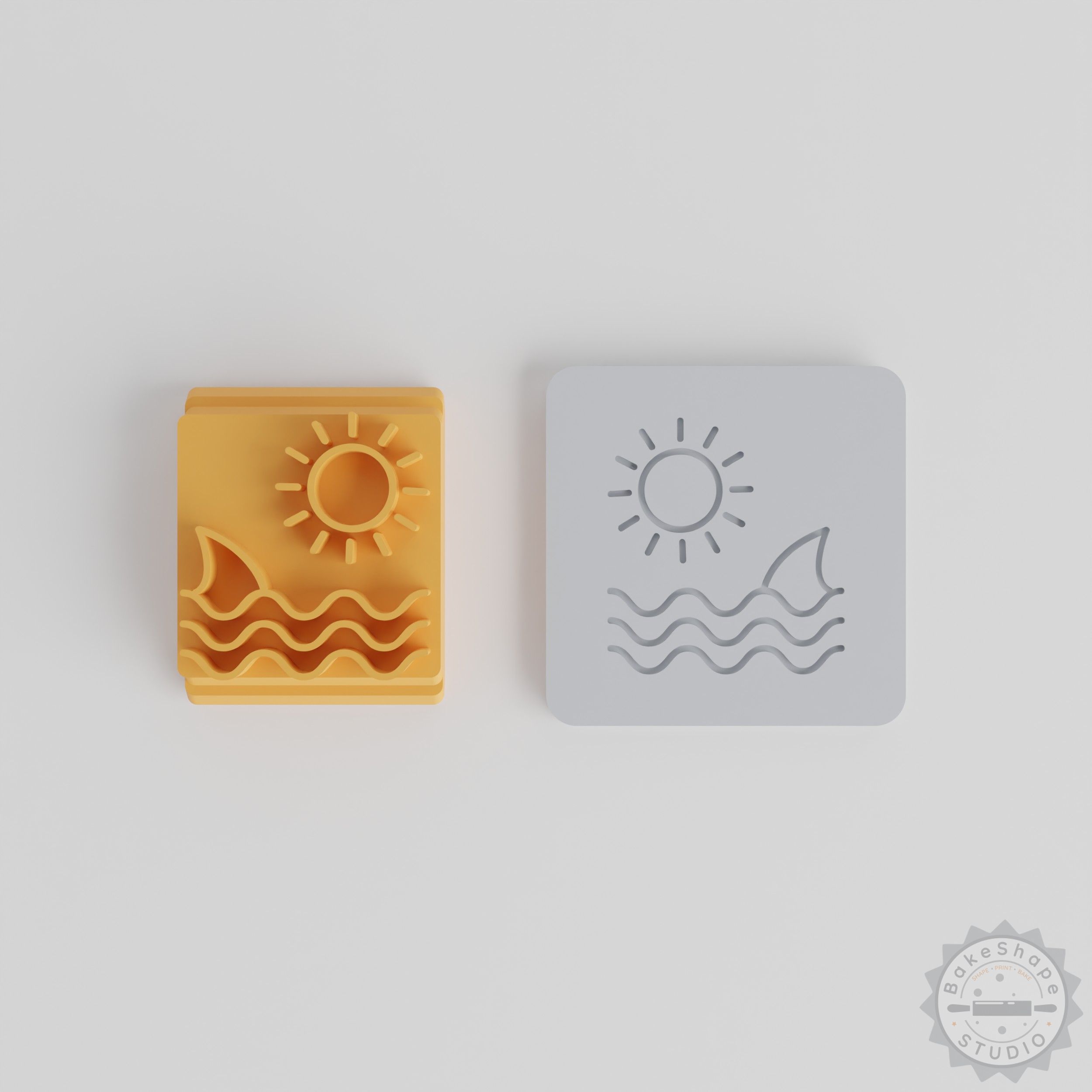 Beach Stamp Tile Set, 5 Sizes for Clay, Cookies, Fondant, Vacation Motifs