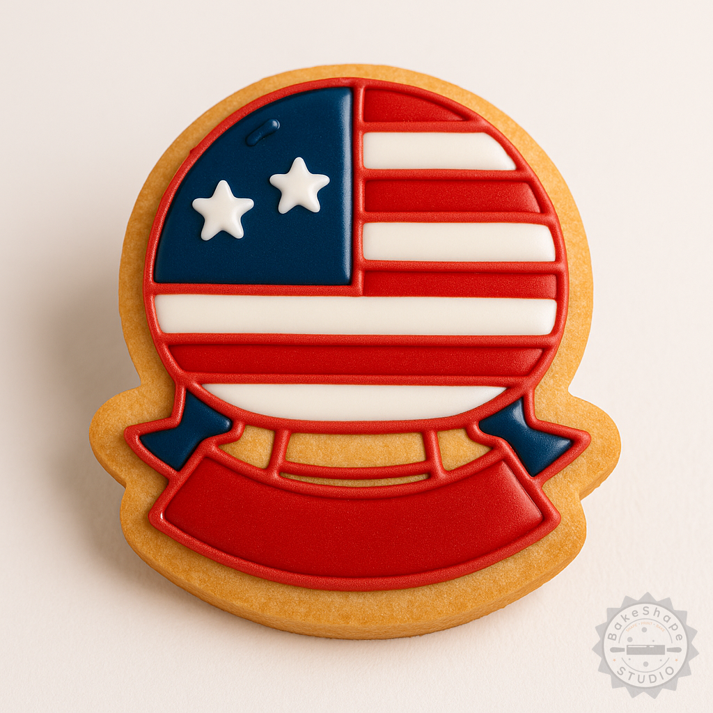 Decorated example 1 of 4th of July Cookie Cutter and Stamp Set, Patriotic Shapes, Perfect for Fondant, 3 Sizes S/M/L