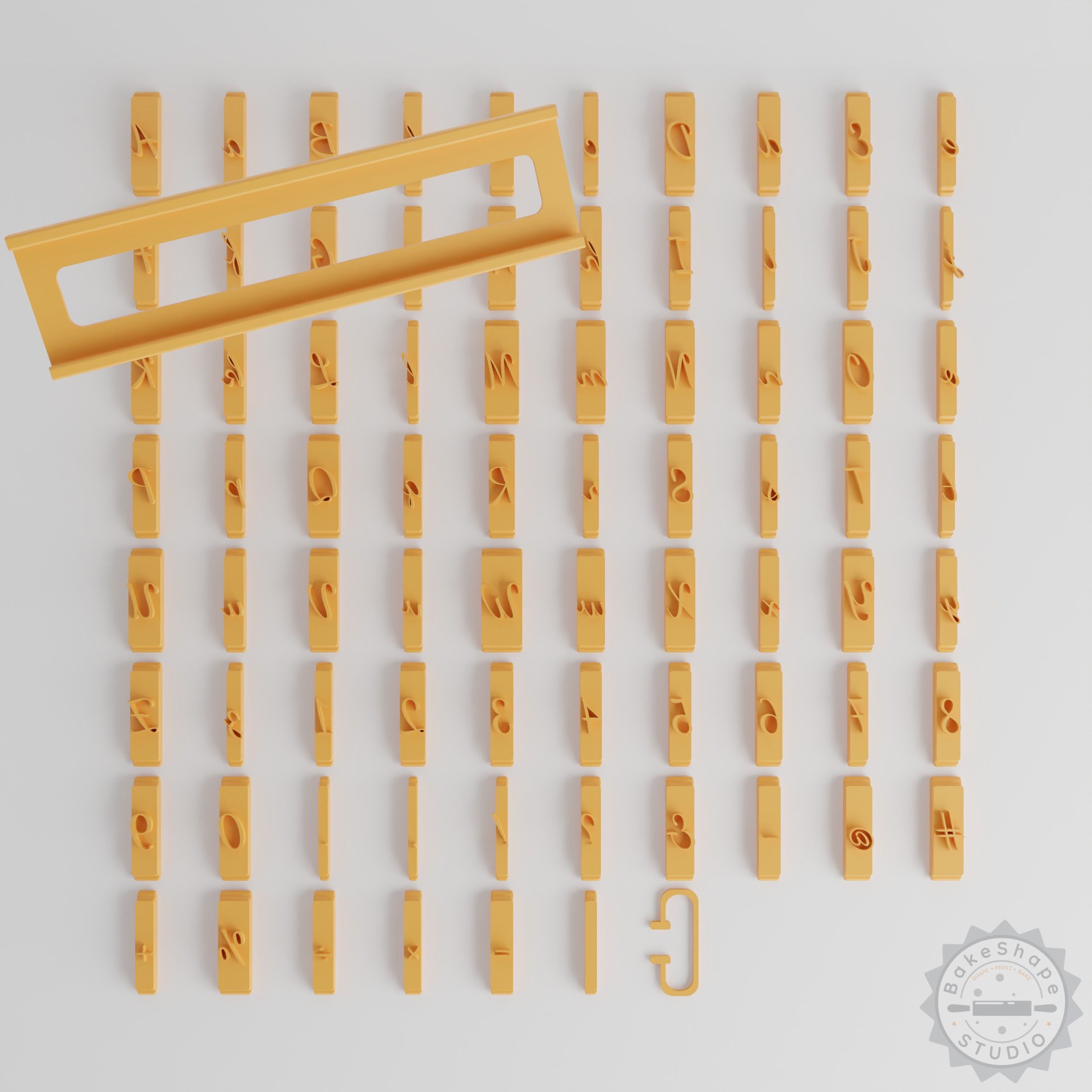 Dancing Script Font Tiles 1/2", 80-Piece Set for Clay, Cookies, Fondant Crafting