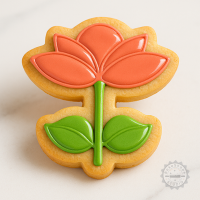 Decorated example 1 of Open Flower Shape Cutter and Stamp Set, 6-Piece, Perfect for Cookies and Fondant, Sizes S/M/L