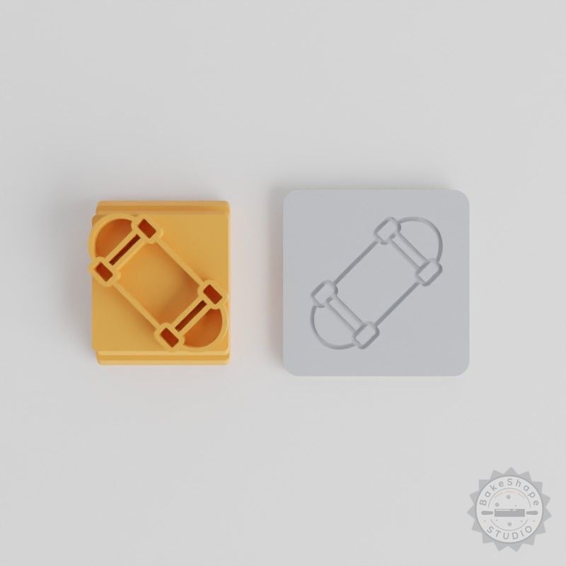 Skateboard Stamp Tile Set, Perfect for Clay & Fondant, 5 Sizes, Sports & Skateboarding Designs