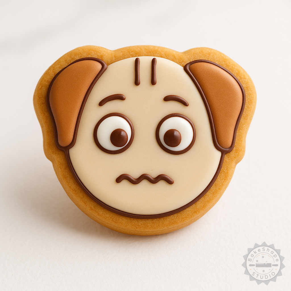 Decorated example 1 of Nervous Dog Cookie and Fondant Cutter Stamp Set, 6-Piece, Animal Design, Includes S/M/L Sizes