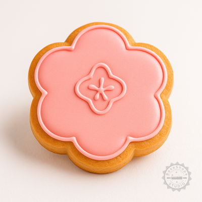 Decorated example 1 of Flower Cookie Cutter and Stamp Set, 6-Piece S/M/L Sizes for Fondant, Floral Baking Tools