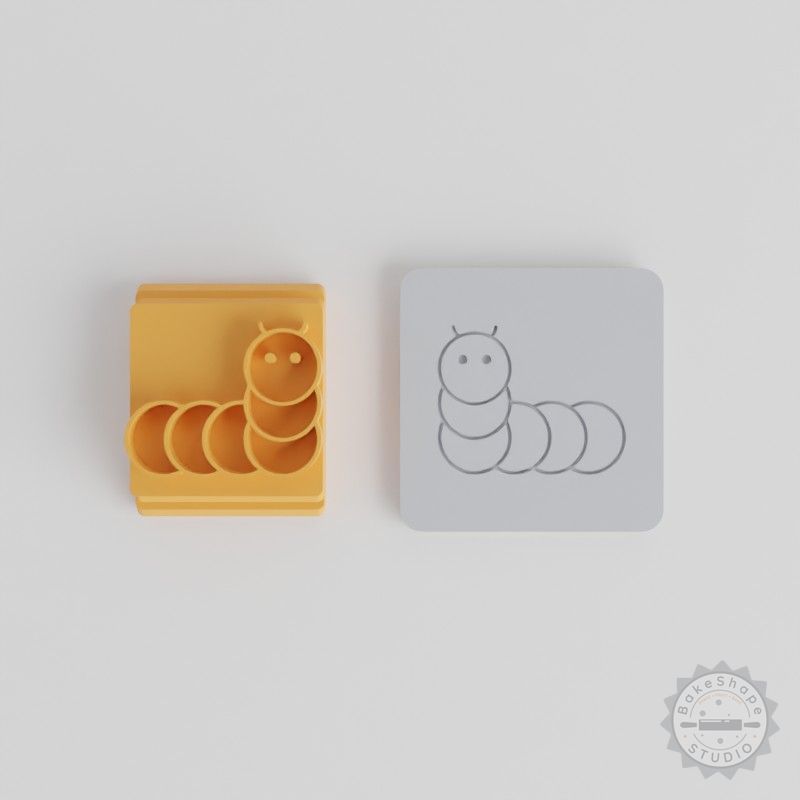 Caterpillar Stamp Tile Set for Clay, Cookies, Fondant - 5 Sizes, Garden Bug, Insect Designs