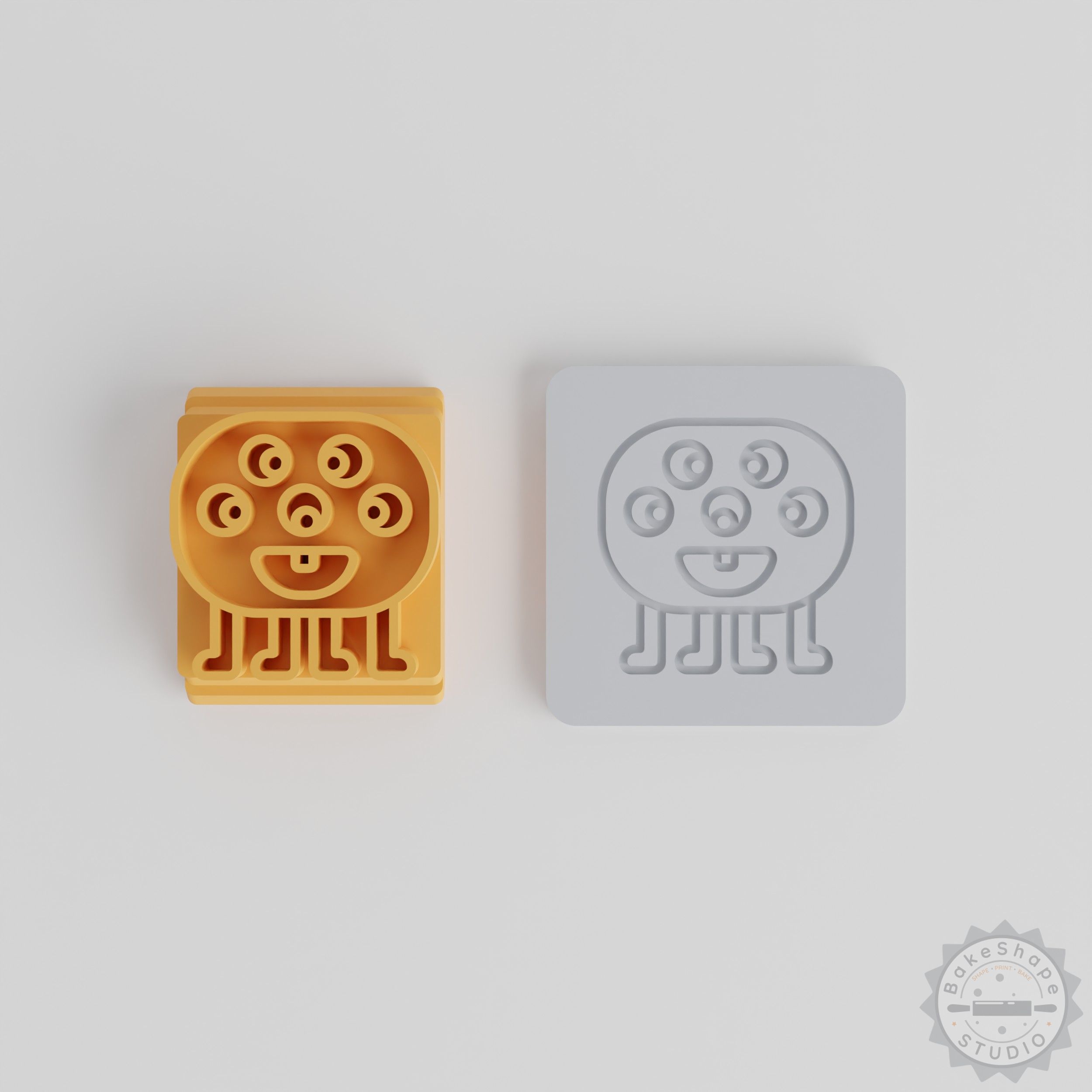 Five Eye Monster Stamp Tile Set, 5 Sizes, for Clay, Cookies, Fondant and Soft Materials