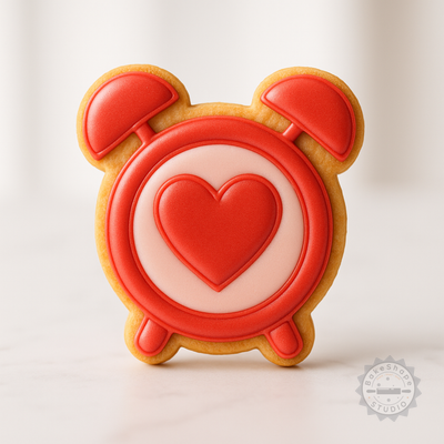 Decorated example 1 of Alarm Clock with Heart Shape Cutter Set, Perfect for Cookies and Fondant, 3 Sizes, 6 Pieces