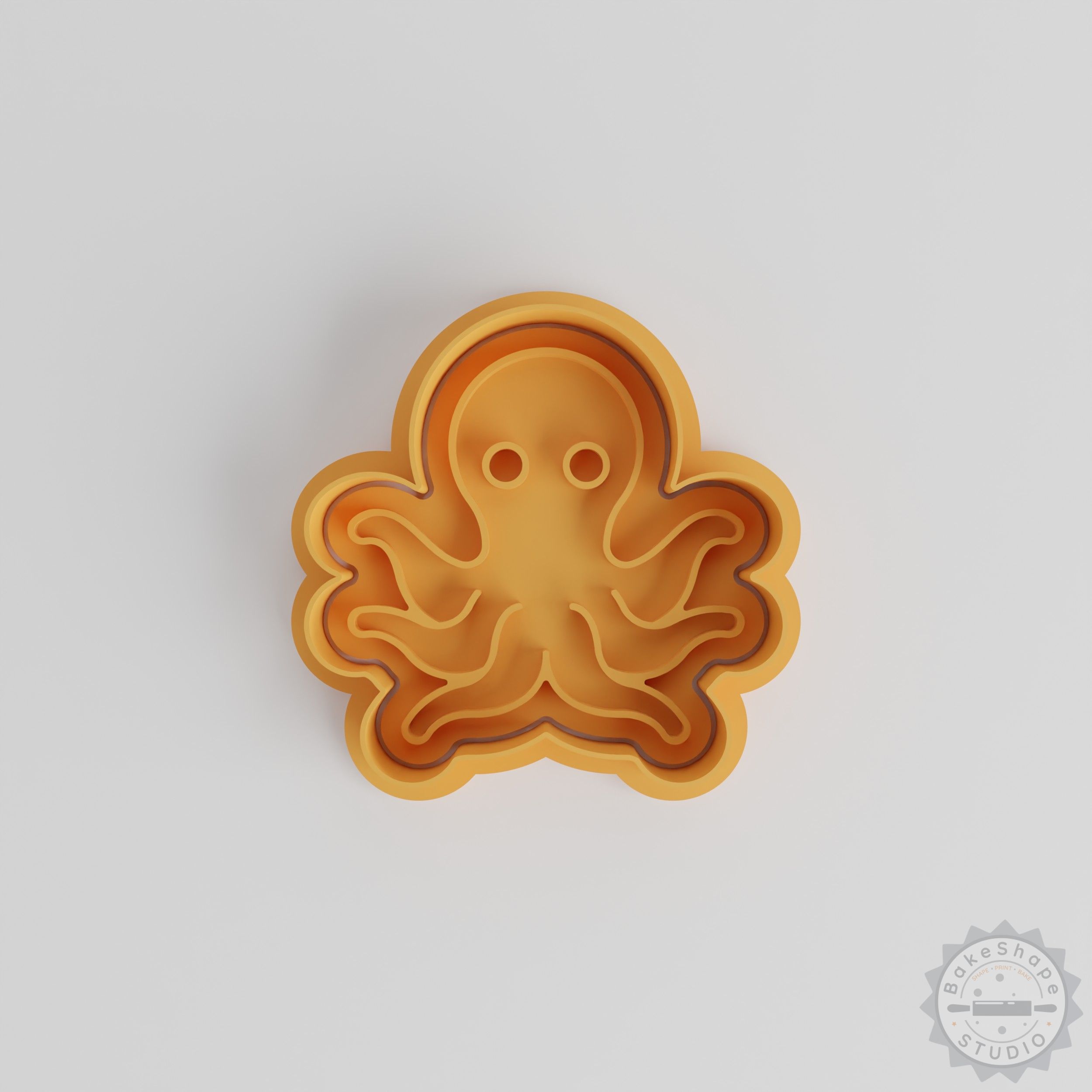 Octopus Shape Cookie Cutter Set, Stamp, Fondant, Marine Animal Designs, 6 Pieces, Sizes S/M/L