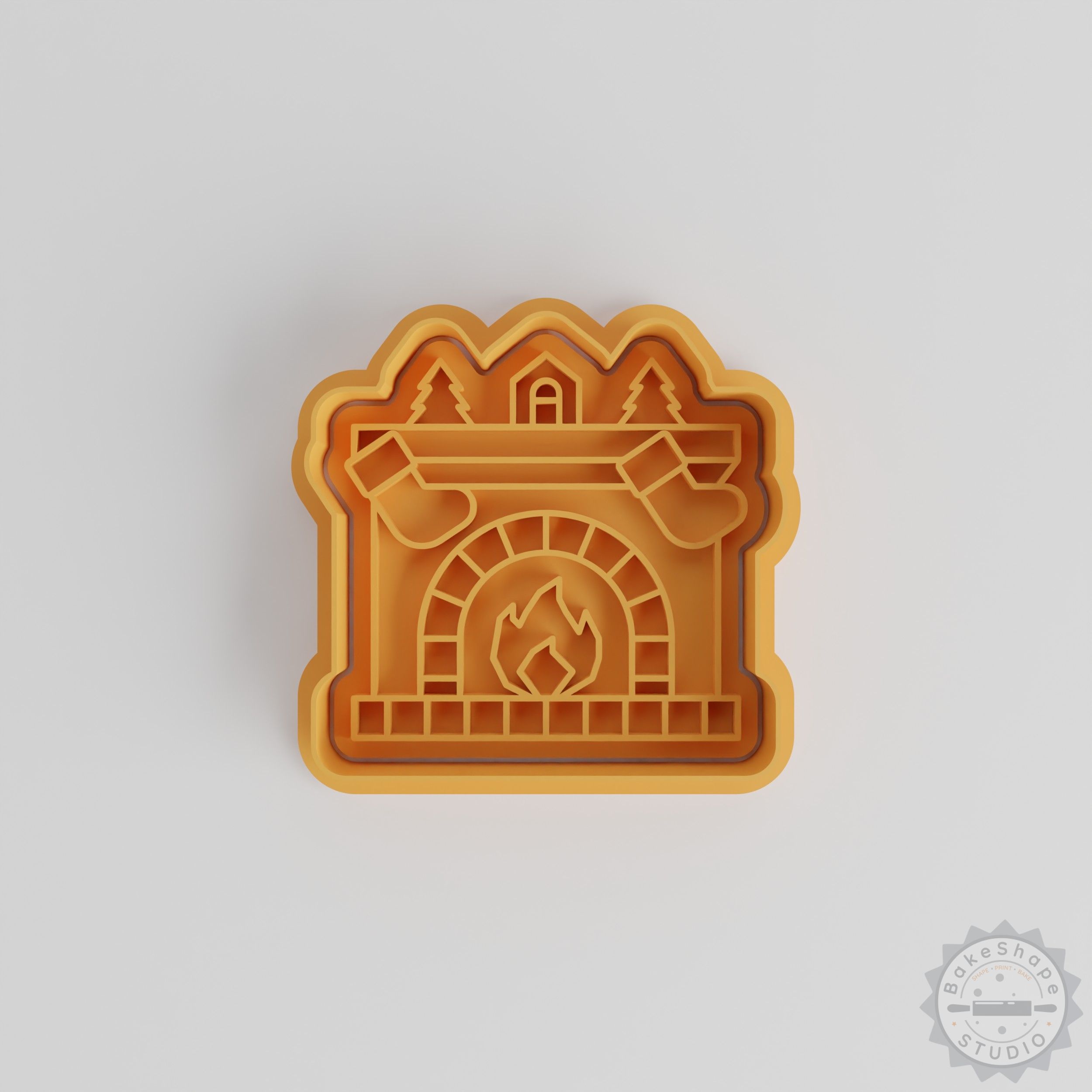 Fireplace Shape Cutter and Stamp Set, 6-Piece, Perfect for Holiday Cookies and Fondant