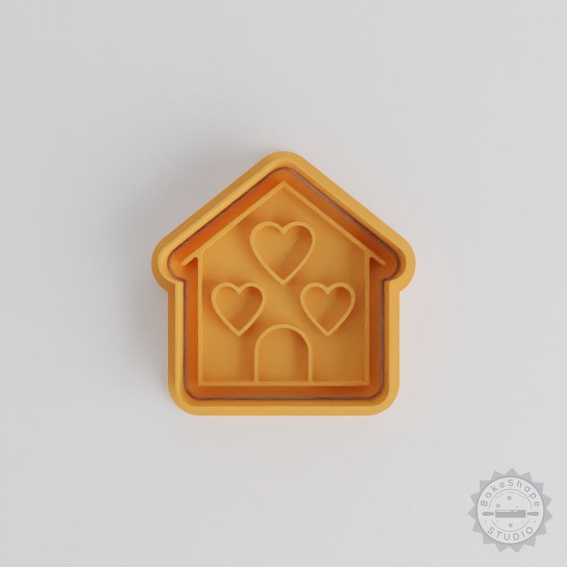 Love Home Cookie Cutter, Fondant Stamp Set, 6-Piece Heart House Shapes, S/M/L Sizes