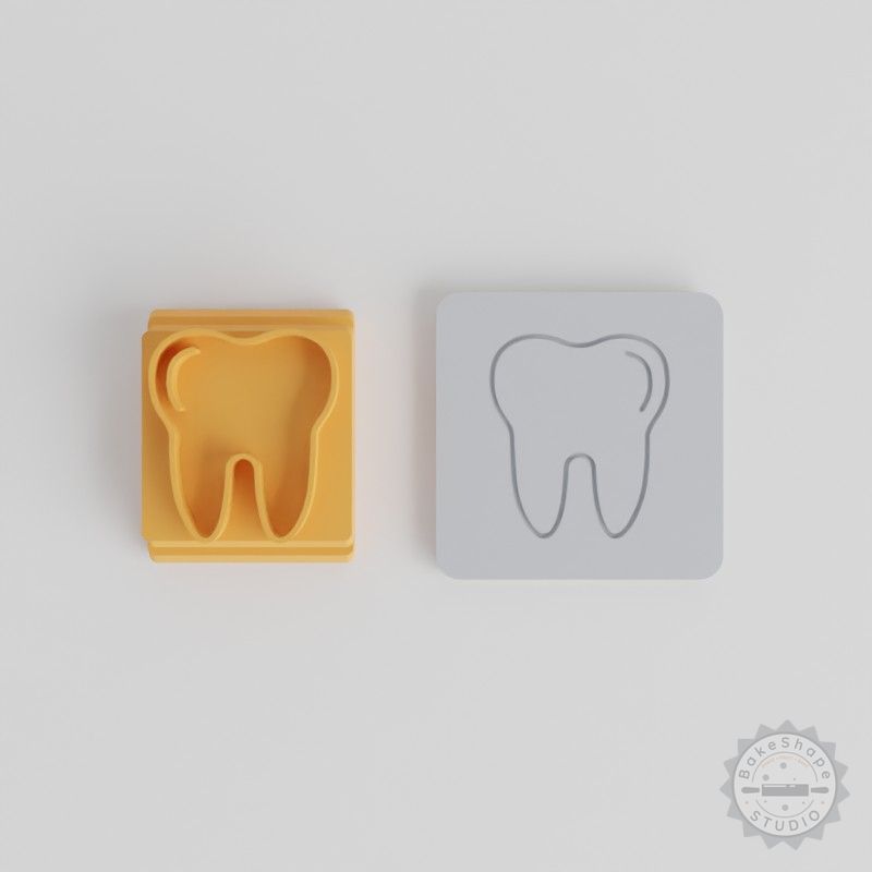 Stamp Tile Tooth 5-Piece Set, Perfect for Clay, Cookies, Fondant, Dental Motif Sizes 20-40mm