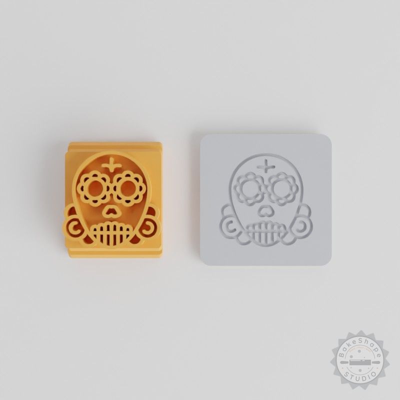 Skull Stamp Tile Set, 5 Sizes, Perfect for Clay and Fondant, Includes Death's Head and Memento Mori Designs