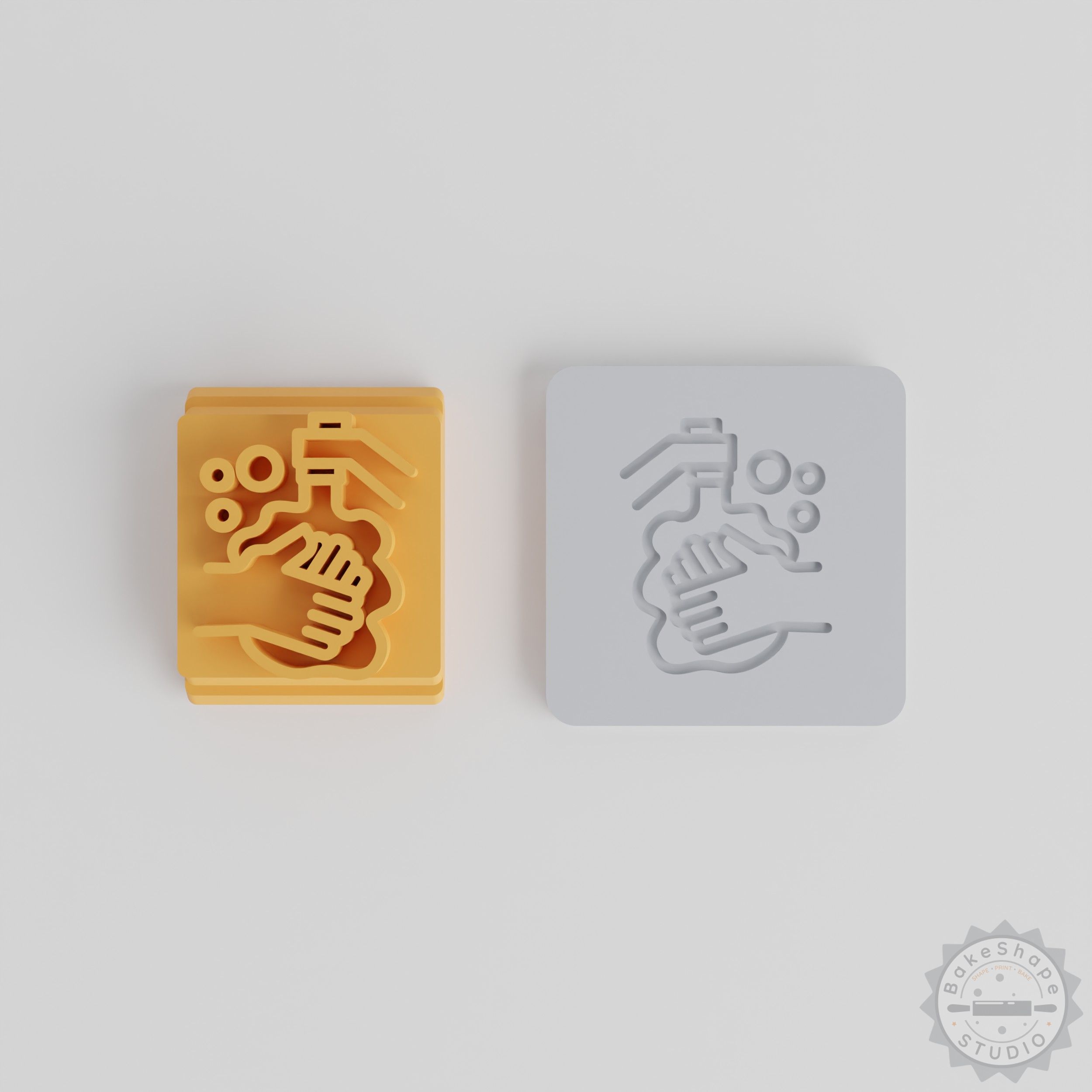 Washing hand stamp tile set in five sizes for clay and cookie decorating 3D print STL