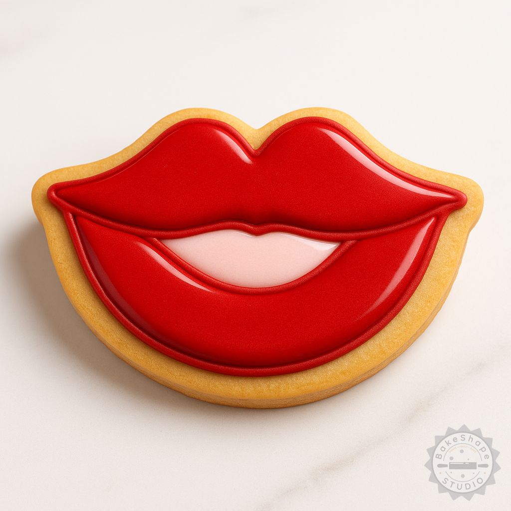 Lips cookie cutter and stamp set STL for 3D printing in small, medium, and large sizes