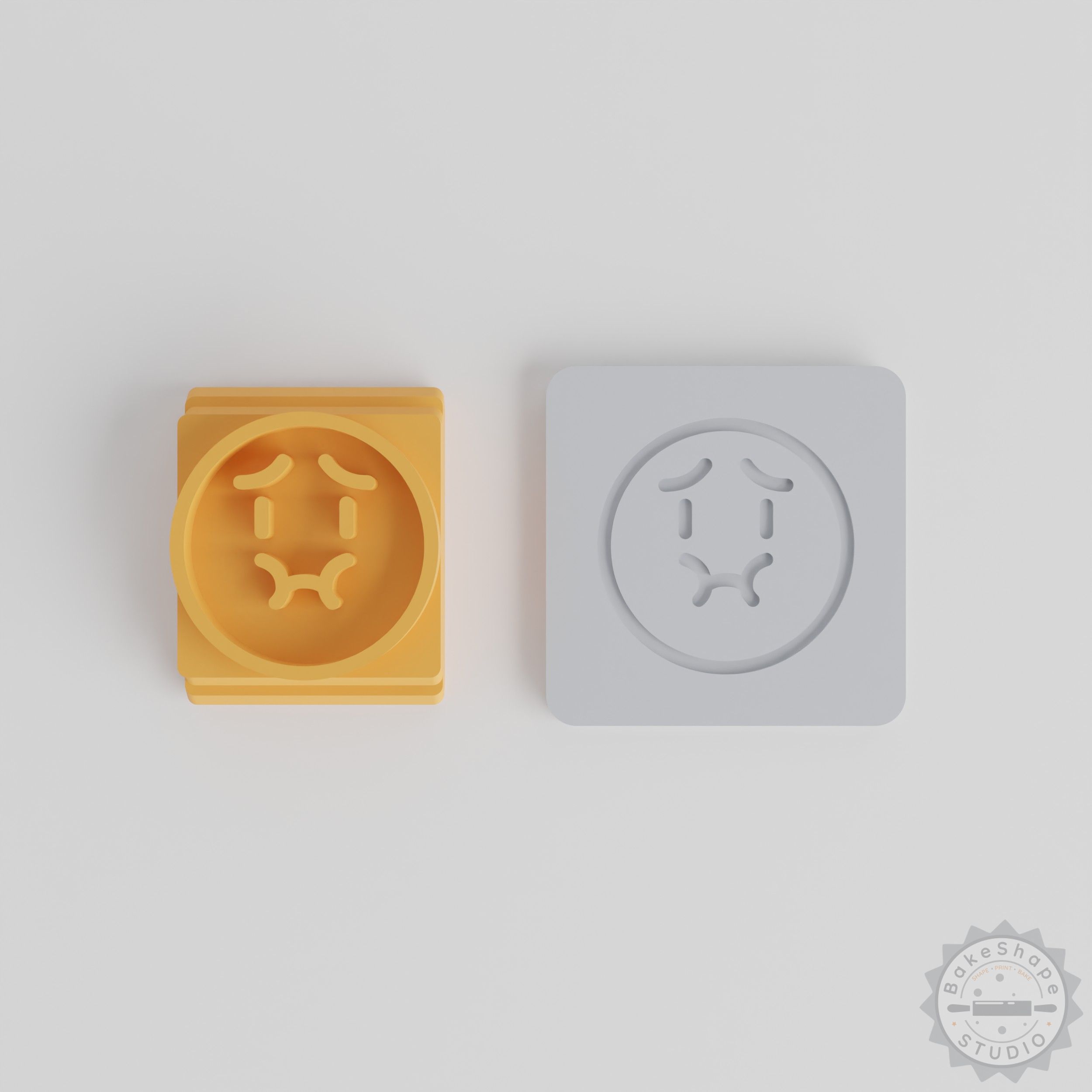 Nausea Stamp Tile Set, 5 Pieces for Clay, Cookies, Fondant, Sick Emoji Face Design