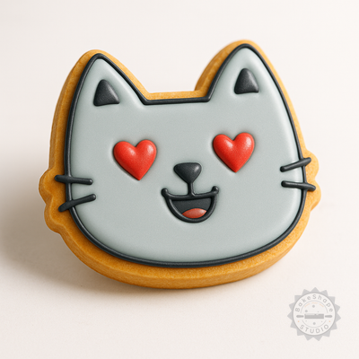 Decorated example 1 of Love Heart Shape Cutter and Stamp, Cookie, Fondant, 6-Piece Set, Sizes S M L, Romantic Baking Tool
