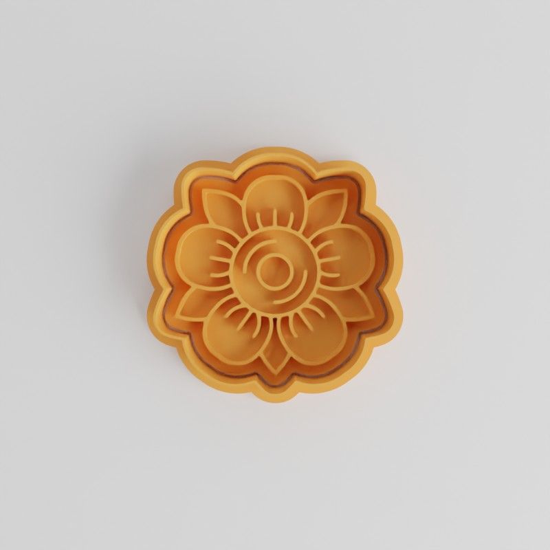 Flower Shape Cutter & Stamp Set, Perfect for Cookies & Fondant, Day of the Dead Blossom, 6-Piece, 3 Sizes