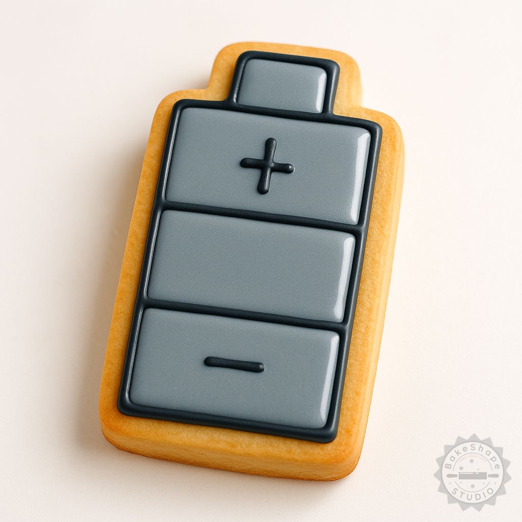 Battery shape cutter and stamp set STL for 3D printing cookies and fondant decoration