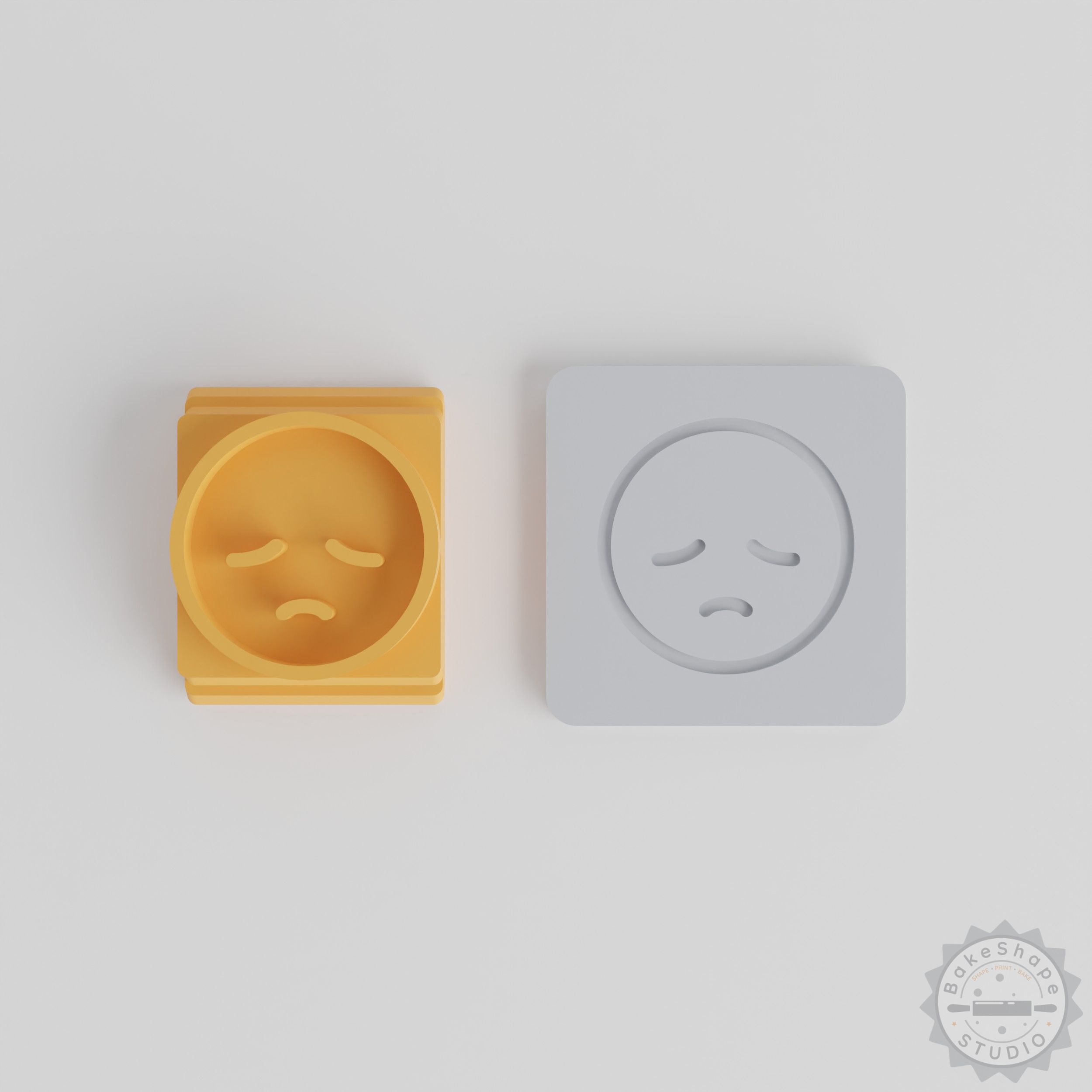 "Disappointed Face Stamp Tile Set, 5 Sizes for Clay, Cookies, Fondant, Sad Emoji Design"