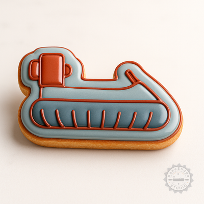 Decorated example 1 of Hover Craft Shape Cutter & Stamp Set, Perfect for Cookies & Fondant, 6-Piece Air Cushion Nautical Vehicle Collection