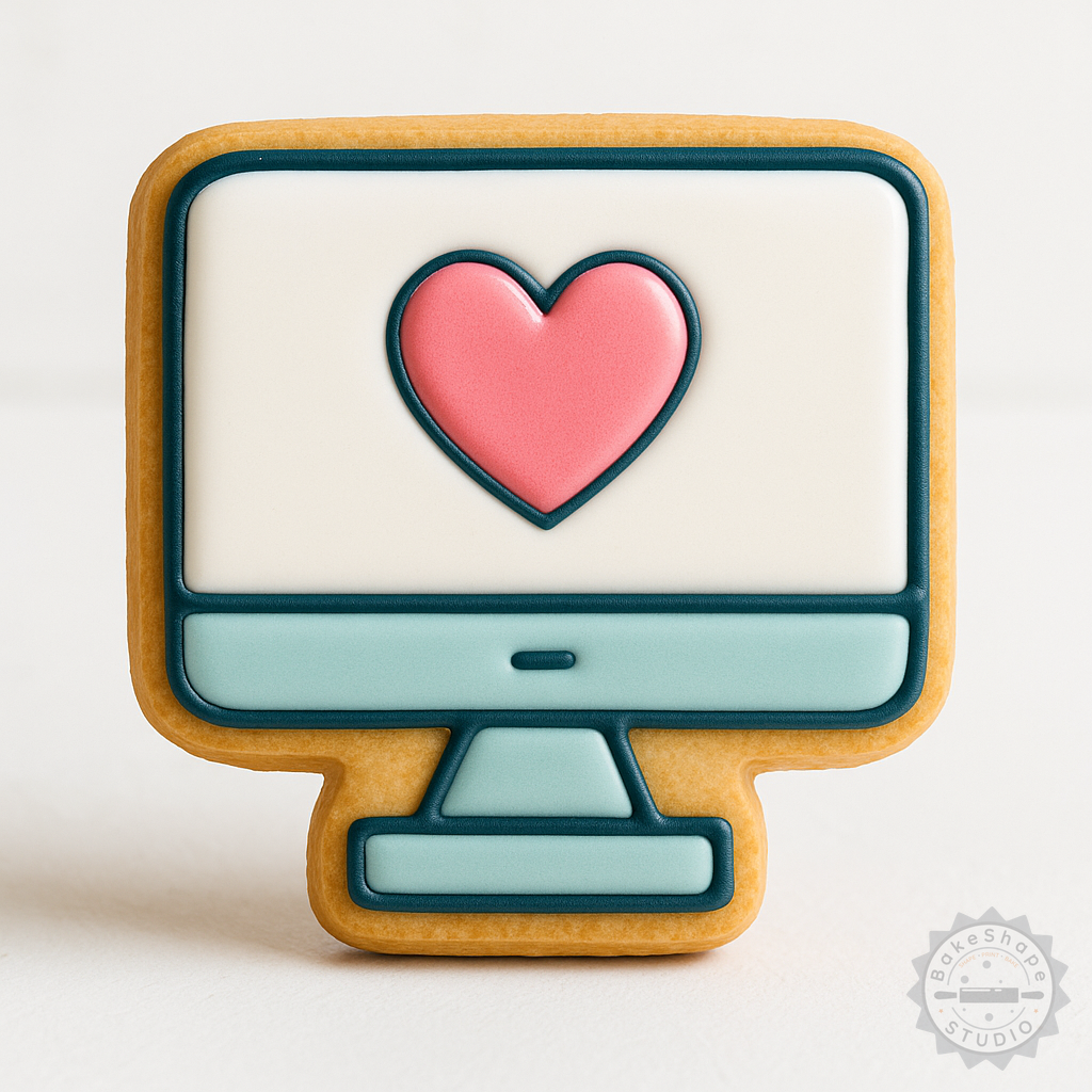 Decorated example 1 of Online Love Cookie Cutters & Stamps Set, Perfect for Valentine’s Day Cookies & Fondant, 6 Pieces - S/M/L