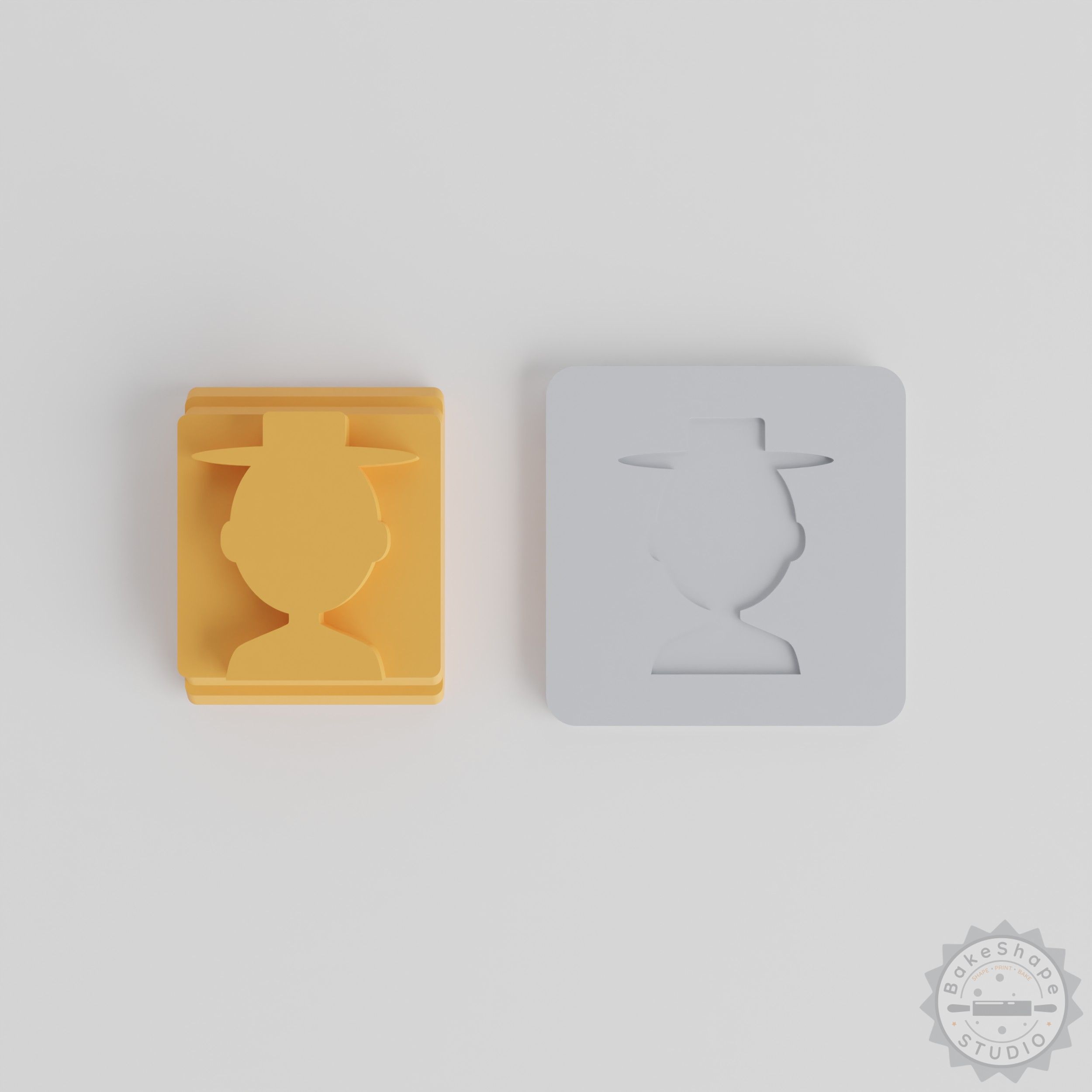 Human Figure Stamp Tile Set for Clay and Cookies, 5 Motif Sizes, Hat User Silhouette Design