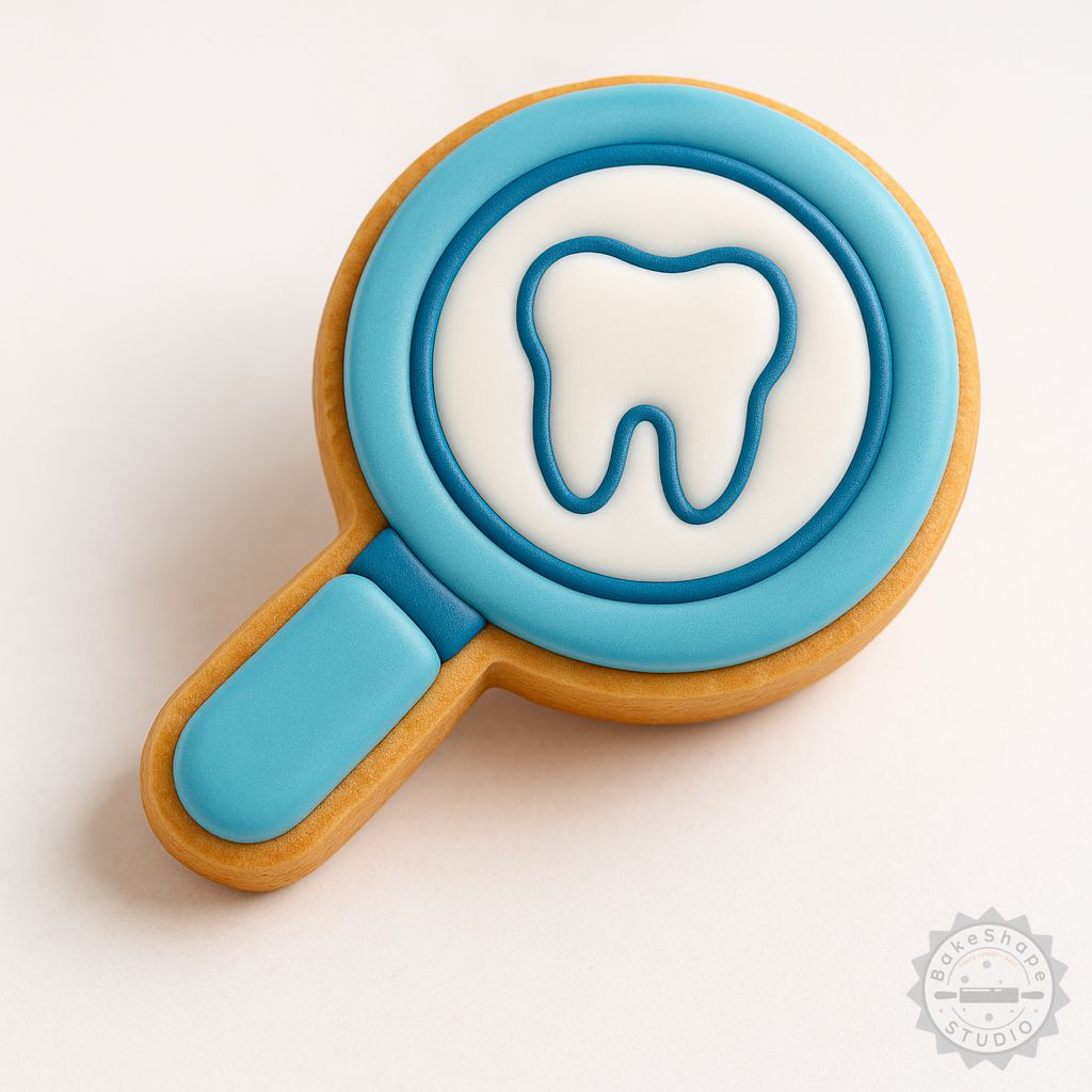 Magnify glass cookie cutter and stamp STL set in small, medium, and large sizes for detailed baking crafts