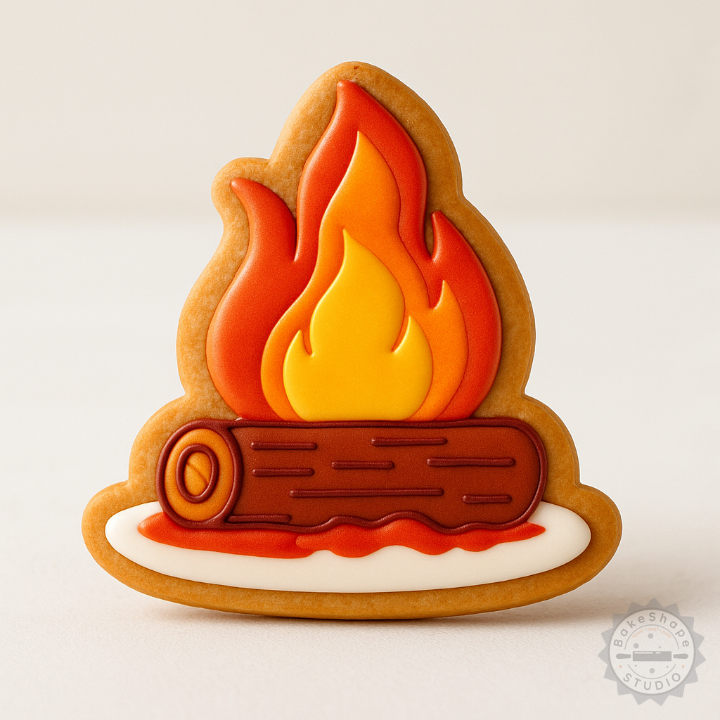 Decorated example 1 of Fire Cookie Cutter and Stamp Set, 6-Piece, Flame, Inferno Shapes, Perfect for Cookies and Fondant
