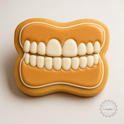 Decorated example 1 of Teeth Shape Cookie Cutter & Stamp Set, 6-Piece, Small Medium Large Sizes, Perfect for Fondant and Baking