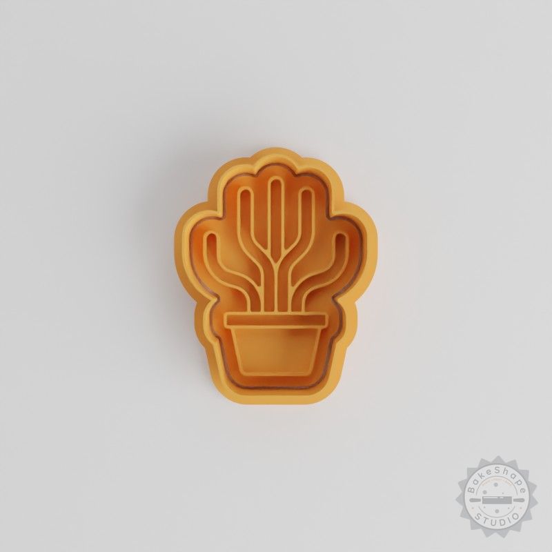 Tall Thin Cactus Cookie Cutter Set, 6-Piece Shape & Stamp, S/M/L Sizes for Cookies and Fondant