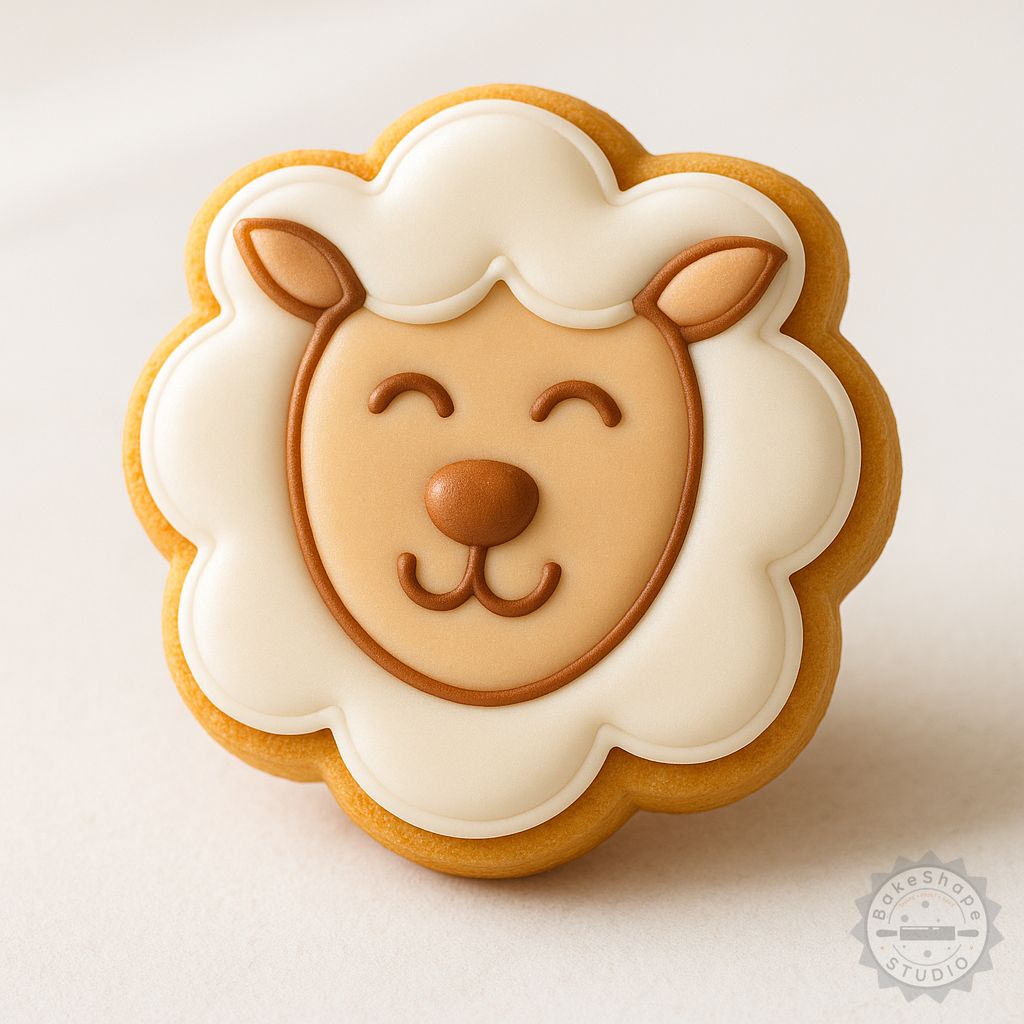 Sheep cookie cutter and stamp set STL for 3D printing farm animal baking tools in multiple sizes