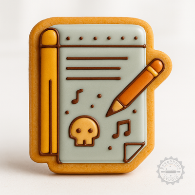 Decorated example 1 of Notepad with Shape Cutter Stamp, Cookie Fondant Perfect, S/M/L Sizes, 6-Piece Set