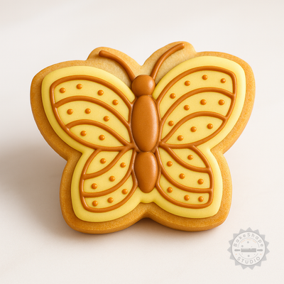 Decorated example 1 of Butterfly Cookie Cutter and Stamp Set, 6-Piece Shape Cutter for Fondant, 3 Sizes (S/M/L)