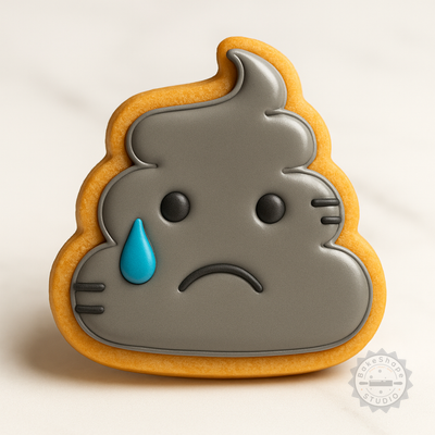 Decorated example 1 of Poop Shape Cookie Cutter and Stamp Set, 3 Sizes, 6 Pieces, Fun Feces, Emoji Baking Tool Pack